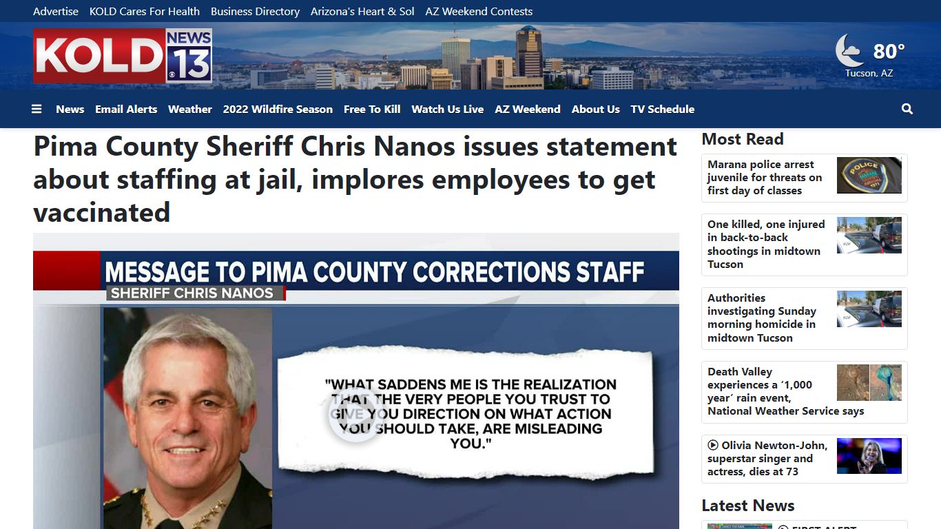 Pima County Sheriff Chris Nanos issues statement about ...